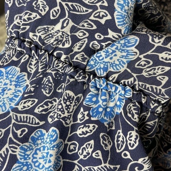 Garnet Hill silk Blue Floral Mini Dress, collar, Sleeveless, Size 2 - Picture 11 of 11